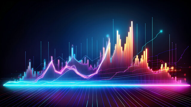 Abstract Data Graph Neon Lights, Business Analytics, Futuristic