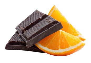 Dark chocolate bars with fresh orange slices