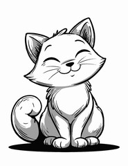 Cute cartoon cat sketch, whimsical monochrome vector illustration for children’s books, pet products, branding, and playful designs. isolated on transparent background
