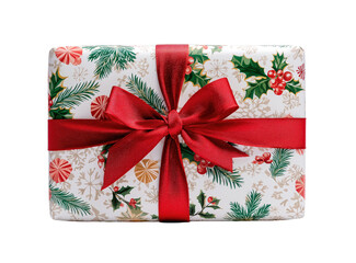 Christmas gift present box with red ribbon bow