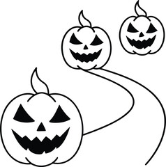 scary jack o lantern path illustration on transparent background