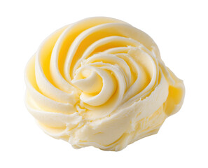 Swirling butter cream frosting rosette on transparent background