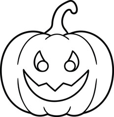 Scary pumpkin with twisted smile illustration on transparent background