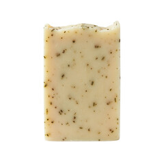 Natural bar of handmade soap with herbal flecks