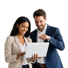 Man and Woman Collaborating on Laptop – Professional Teamwork on White
Perfect for SaaS, education, or startup branding — modern, inclusive, and solution-focused.
