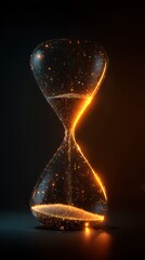 Elegant Hourglass with Glowing Neon Sand, Capturing Time's Essence in a Stunning Display of Light and Reflection