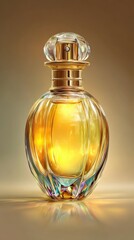 Elegant Glass Perfume Bottle with Glowing Liquid and Stunning Light Effect for Exquisite Beauty and Fragrance Displays