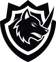 Team Logo Design Featuring Fierce Wolf And Puck  Vector silhouette