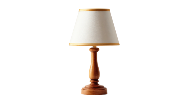 Wooden table lamp with white shade