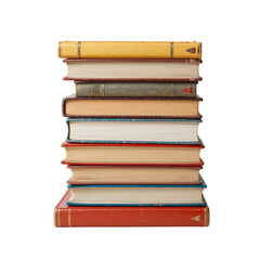 Stack of vintage books isolated on transparent background