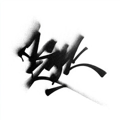 Minimalist graffiti tag made with black spray paint on a white background. Perfect for modern design, street culture, or typography projects