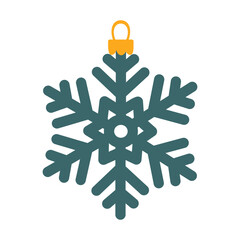 Christmas snowflake, X-mas tree decoration. Colored vector illustration in cartoon style on a white background.