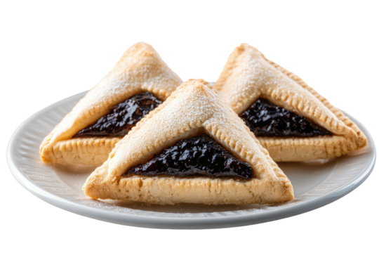 Three triangular pastries on a plate (1)
