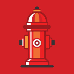 Bold red flat style fire hydrant icon for emergency services and safety designs