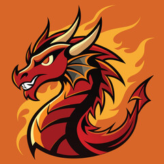 Bold stylized dragon fire and flame illustration with vibrant colors