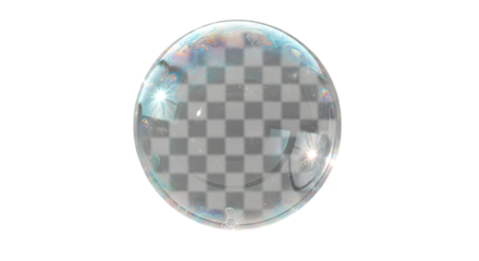 Iridescent Soap Bubble Reflecting Checkerboard Pattern on Black Background Texture Stock