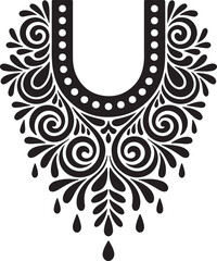 Black and white floral ornament pattern design