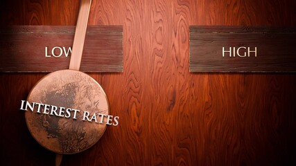 Interest rates swings between low and high. Visualizing a repeated pattern of Interest rates that cycles between extremities: low and high. Repeating transition from low to high.