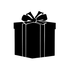 christmas gift box with bow silhouette isolated png transparent background