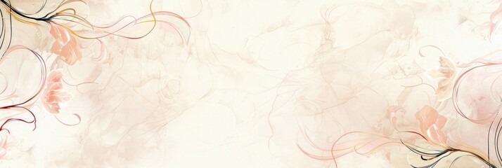A soft, abstract background with gentle swirls and floral elements in pastel colors. Ideal for design and artistic projects. horizontal banner, copy space, free space for text