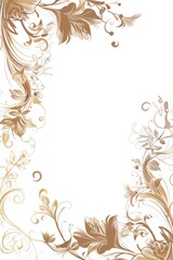 A decorative floral border in soft gold tones. The design features intricate swirls and leaves, creating an elegant frame for text or images. vertical banner, copy space, free space for text