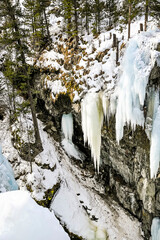 Pontresina, Berninabach, Ova da Bernina, Val Bernina, Wintersport, Eisklettern, Eis, Eiswand, Engadin, Graubünden, Alpen, Winter, Winterlandschaft, Gefahr, Schweiz