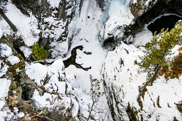 Pontresina, Berninabach, Ova da Bernina, Val Bernina, Wintersport, Eisklettern, Eis, Eiswand, Engadin, Graubünden, Alpen, Winter, Winterlandschaft, Gefahr, Schweiz