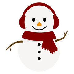 Snowman with Red Earmuffs and Scarf