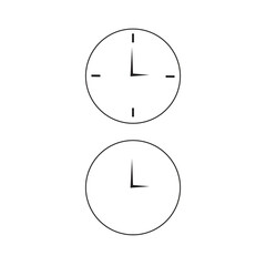 Two simple line art clocks showing different times on a white background