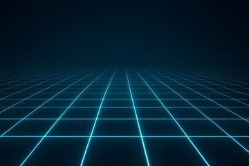 Futuristic glowing blue grid background with dark gradient