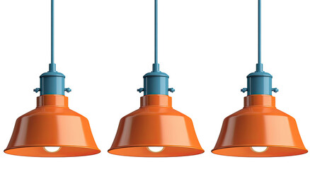 Fototapeta premium Three orange pendant lamps hanging