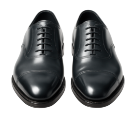 Steel grey oxford shoes featuring a sleek, polished leather finish.
