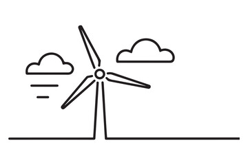 wind energy minimal line web icon. simple vector illustration. concept for infographic, website or app. one line Icon drawing. with white background