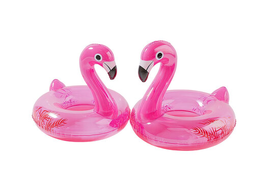 Two pink flamingo pool floats (2)