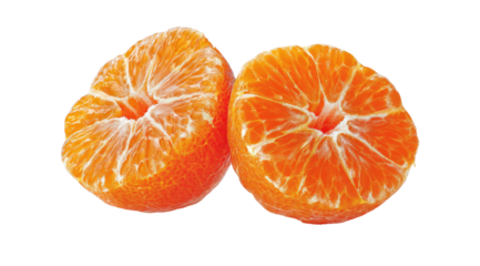 Two halves of a citrus fruit, close-up