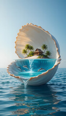 tropical island with palm trees