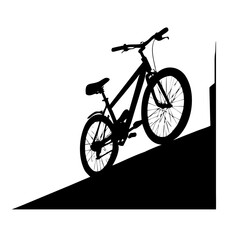 Fototapeta premium Vector art of silhouette of a bicycle on a hill, a minimalist design capturing the essence of cycling and outdoor adventures, perfect for logos and graphics