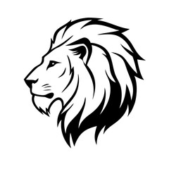 Vector art of elegant lion head outline, displaying a regal mane and focused gaze, symbolizing nobility, bravery, and authority in a refined, minimalist style