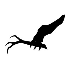 Illustration of a black silhouette of a bird talon, perfect for adding a touch of mystery and intrigue to any design with its sharp and menacing claws