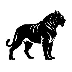 Obraz premium Vector art of majestic tiger standing tall elegant feline with stripes, perfect for wildlife conservation campaigns, educational materials, and natureinspired designs