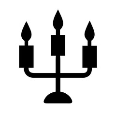 Illustration of a black candelabra, perfect for adding a touch of elegance and vintage charm to your design projects, offering a classic and sophisticated aesthetic