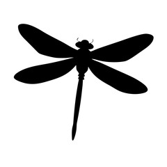 Vector art of silhouette of a dragonfly with intricate wings on a, capturing the essence of nature, freedom, and delicate beauty in a simple yet elegant design