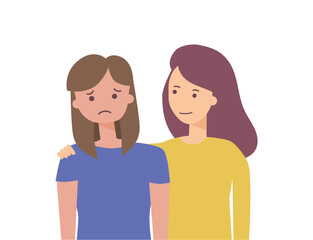 Fototapeta premium Empathy and Compassion concept. Young woman comforting sad woman. Helping hand or psychological care.