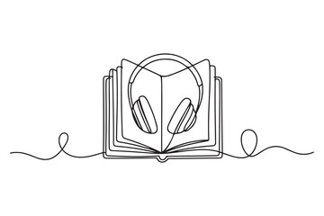 audiobook minimal line web icon. simple vector illustration. concept for infographic, website or app. one line Icon drawing. with white background