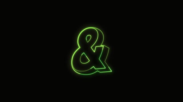 Ampersand Neon Text Seamless Loop 4K with Black Background Animated Promotional Typography for Video Editing