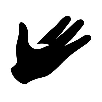 Vector art of the silhouette of a hand giving the vulcan salute, a gesture popularized by the star trek franchise, it is a symbol of unity and goodwill