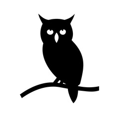 Vector art of a captivating silhouette of an owl perched gracefully on a branch, , its enigmatic gaze hinting at ancient wisdom and nocturnal secrets in the quiet night