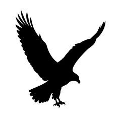 Vector art of striking silhouette of an eagle in flight with wings spread, , conveying a sense of freedom, power, and the untamed spirit of the wild