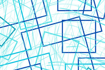 Abstract blue square pattern with lines isolated on transparent background