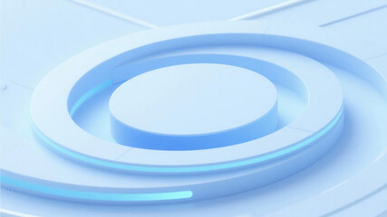 Obraz premium A modern abstract circular design featuring light blue tones, showcasing a sleek and futuristic geometric structure.